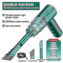 (29000PA-Green) Wireless Car Handheld Vacuum Cleaner, 29,000 Pa Suction Power, Dual Power, Long Battery Life
