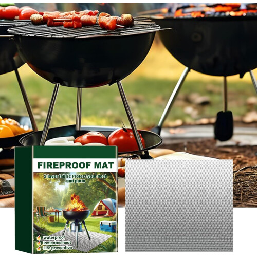Grill Heat Shield Mat, Foldable Fireproof Carpet, Outdoor Flame Resistant Pad 1