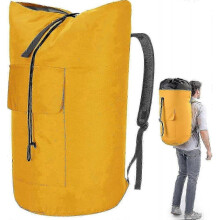 (Yellow) Extra Large Heavy Duty Laundry Bag 115L with Straps, Army Backpack Style for Laundry & Storage