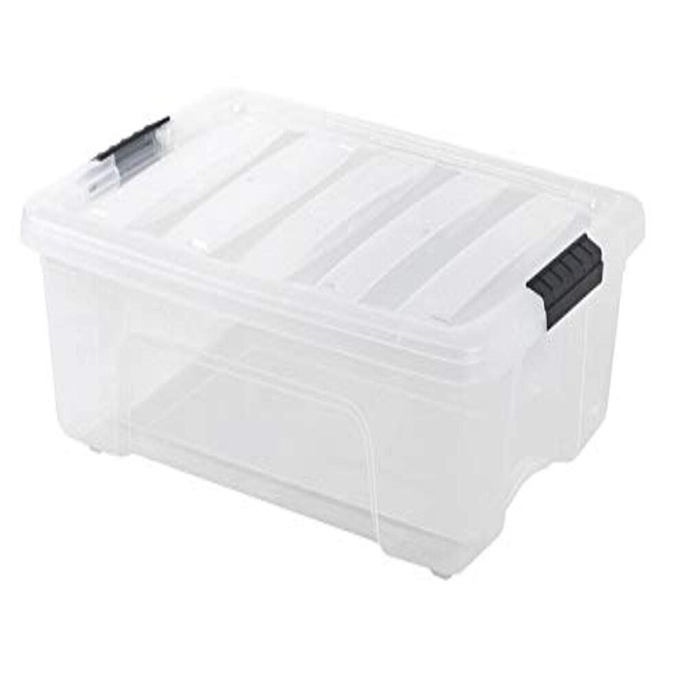 Stack & Pull Box Clear/Black Buckle Storage Container 12 Quart
