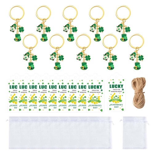 Four Leaf Charm Keyrings Metal Keychains Patricks Day Decorative