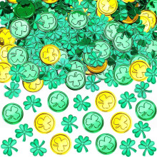 Set van 1 PVC Shamrock Confetti, bestand tegen vocht,-goudgroen