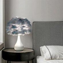 Feather Desk Lamp Real Feather Light Shade LED Night for Nursery Bedroom