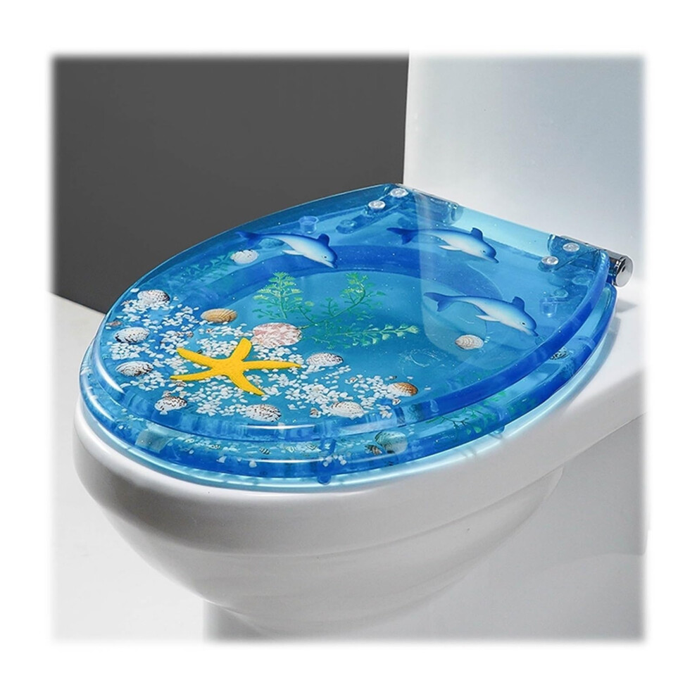 Wc Seat With Quickrelease, Softclosing, Oval, Synthetic Resin, Dolphin Starfish 42X36 Cm 9426802929201