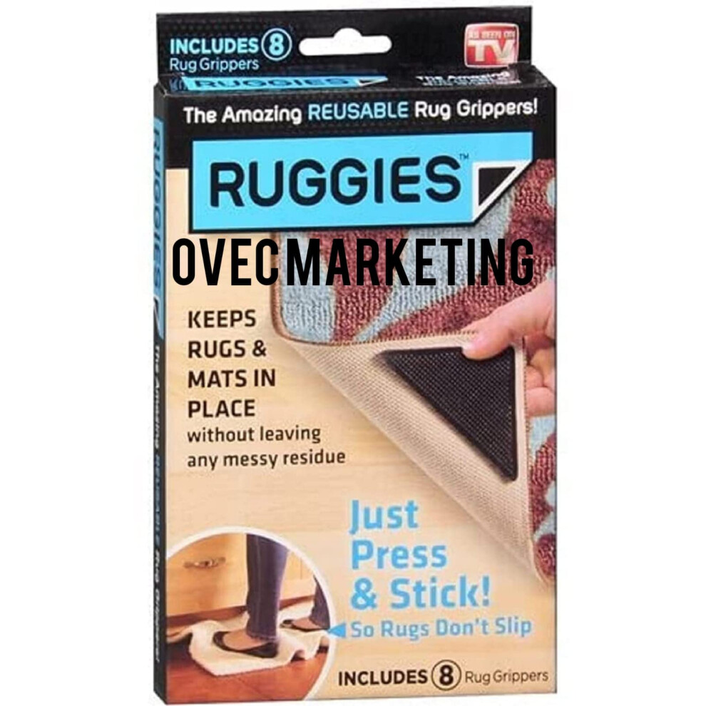 8 Pack Rug Grippers Reusable Non-Slip Strong Adhesive For Hardwood Floor Area Rugs 9412369401236