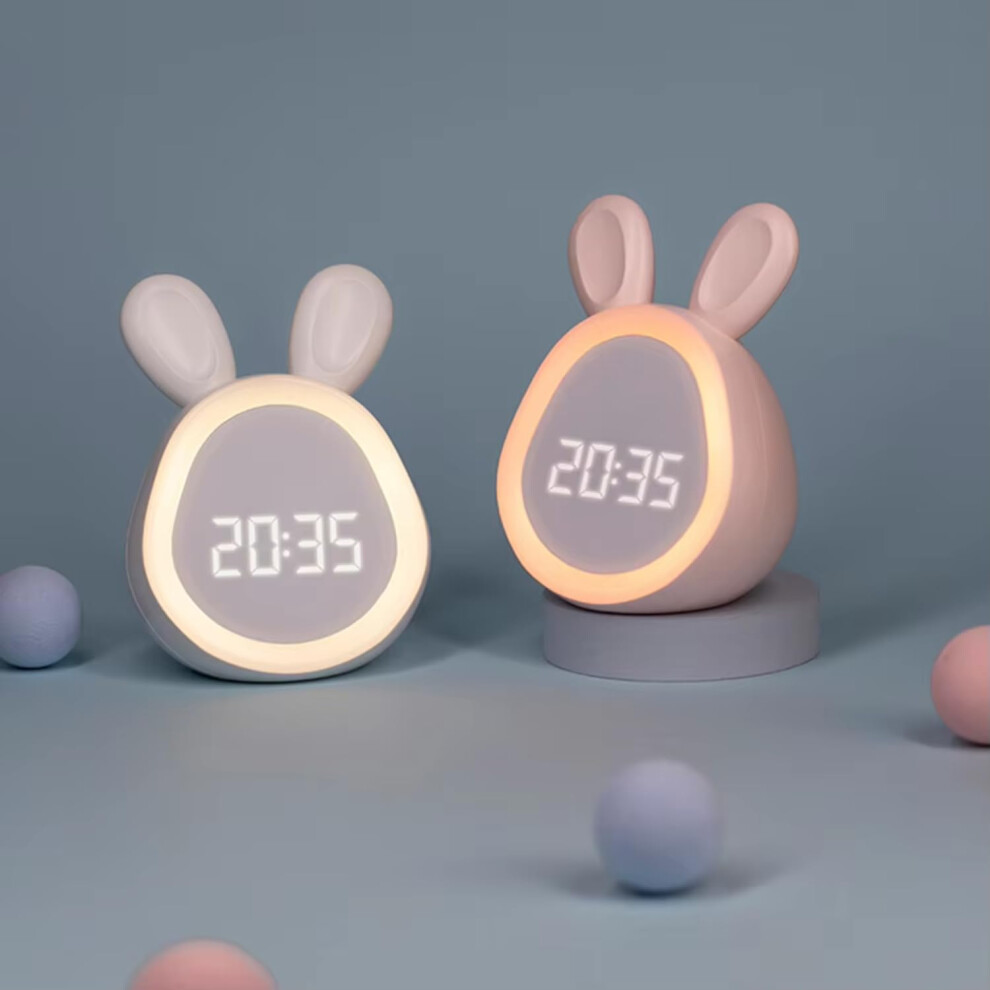 Rechargeable Cute Rabbit Alarm Clock With Night Stepless Dimming Digital For Light