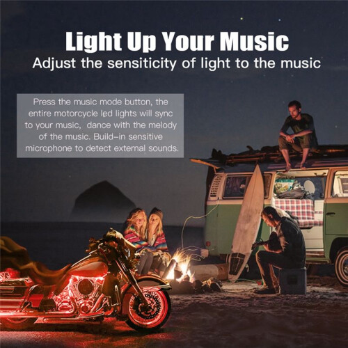 8PCS Motorcycle Underglow LED Light Kit, App Control Multicolor Motorcycle LED Light Kit RGB Strips Light Waterproof 1
