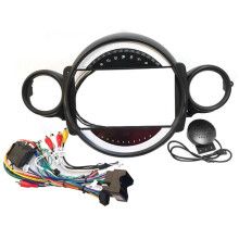 Car Radio Fascias Frame for Cooper R56 R60 2007-2011 9 Inch Stereo Panel Wiring Harness Power Cable Adapter Canbus