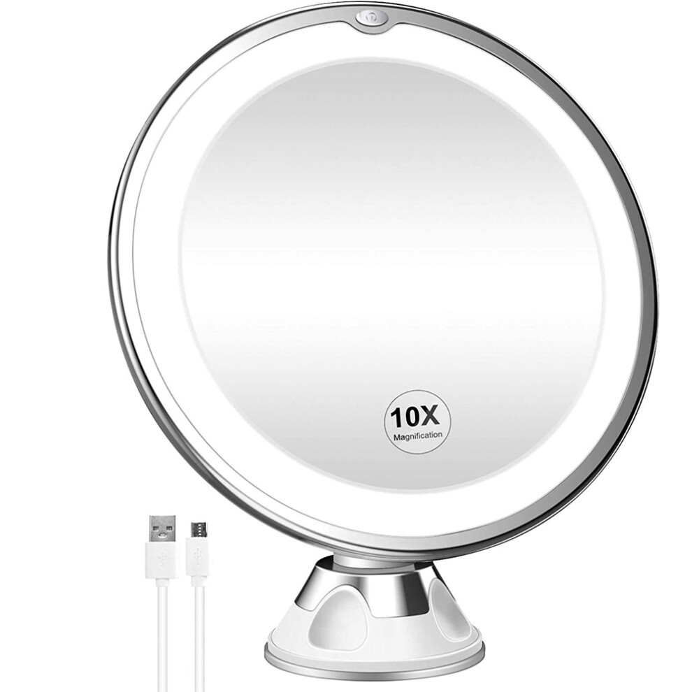Innovative 10X Magnifying Travel Mirror, Enhanced with Rechargeable LED Lights for Flawless Makeup Anywhere