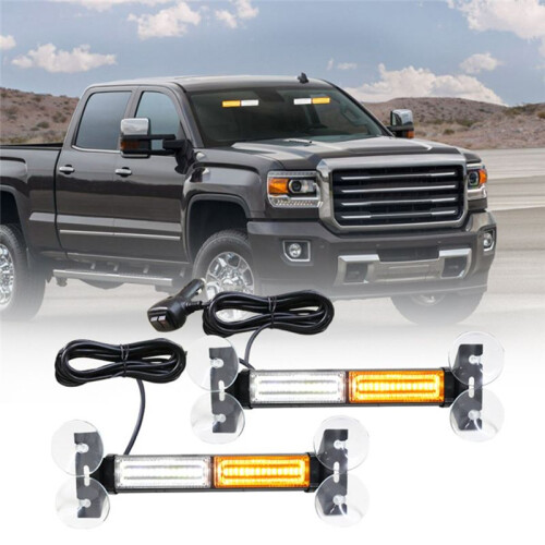 Emergency Strobe Traffic Advisory Light Bar, Dashboard Warning Flasher, Construction Vehicle Windshield Visor Light 1