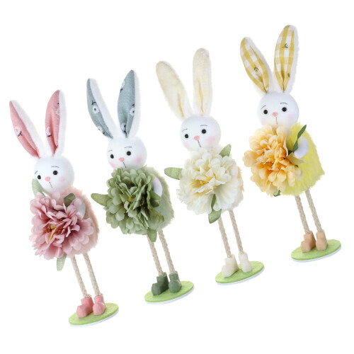 Lot de 4 figurines décoratives de lapin de pâques, pour la