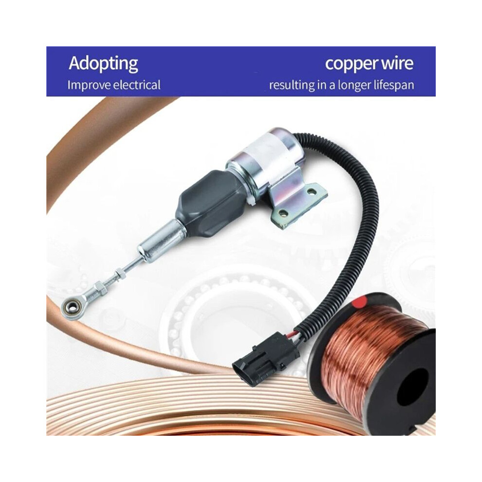 2X Shut Off Solenoid Compatible For Cummins 4Bt 5.9L 6Bt 5.9L R130 R170 3932529 Engine Reliable Shutdown Control 6133165999293