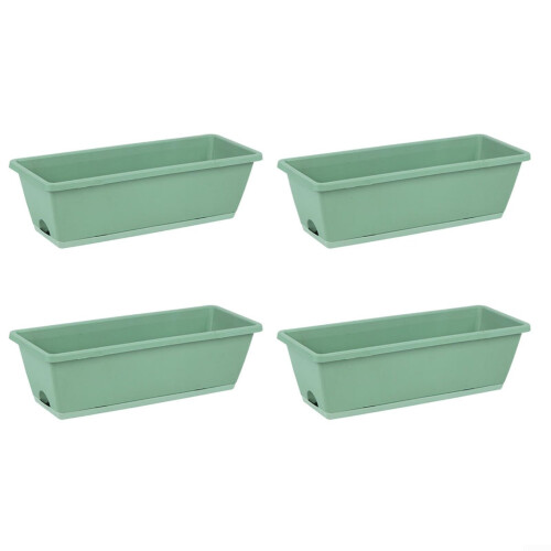 flower boxes: plastic, rectangular, 43x19x15cm, light green, drainage holes