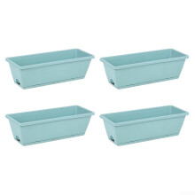 42cm Plastic Window Flower Box with Drainage Holes for Indoor Outdoor Garden (Blue)