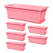 Window Box Planter, 6 x Weatherproof Containers, Builtin Drainage Holes Pink