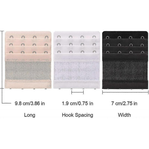 6 Pieces Women's Soft Comfortable Extenders Bra Strap 4 Hook 3 Row 1