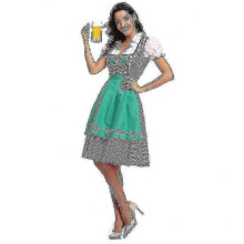 (4XL,Style3 Green)High Quality Traditional German Plaid Dirndl Dress Oktoberfest Costume Outfit For Adult Women Halloween Fancy Party