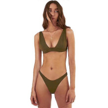 (S,ARMY GREEN)Women's Low Waist Bikini Swimsuit Push Up Halter Two Piece Bathing Suit