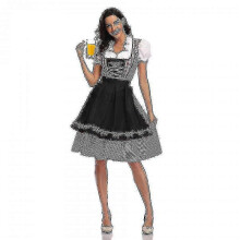 (4XL,Style1 Black)High Quality Traditional German Plaid Dirndl Dress Oktoberfest Costume Outfit For Adult Women Halloween Fancy Party