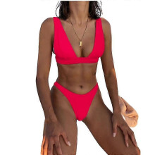 (S,RED 2)Women's Low Waist Bikini Swimsuit Push Up Halter Two Piece Bathing Suit