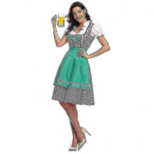 (XL,Style3 Green)High Quality Traditional German Plaid Dirndl Dress Oktoberfest Costume Outfit For Adult Women Halloween Fancy Party
