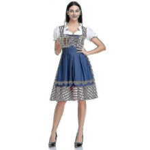 (M,Style4)High Quality Traditional German Plaid Dirndl Dress Oktoberfest Costume Outfit For Adult Women Halloween Fancy Party