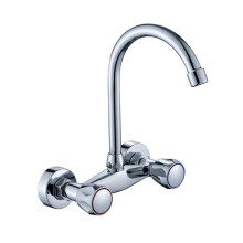 wall mount faucet Wall-mounted multi-function, copper, chrome, kitchen, sink, double handle, in-wall mounting, hot and cold mixing valve