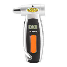 Digital däcktrycksmätare bakgrundsbelyst skärm Mycket noggrant multifunktionellt verktyg med nödhammare och säkerhetsbältesklippare