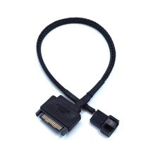 30cm Black Sleeved Cooler Cooling Fan Splitter Power Cable for Computer PC DIY