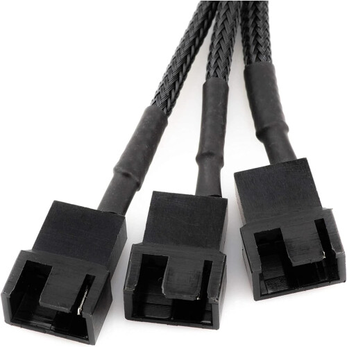 30cm Black Sleeved Cooler Cooling Fan Splitter Power Cable for Computer PC DIY 2