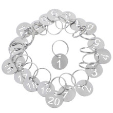 20pcs Round Numbered Tags Stainless Steel Number 1-20 Tags Metal Key Tags