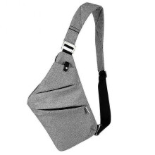 (Grey)Men Crossbody Sling Bag Waterproof Shoulder Chest Back Pack Anti Theft Sash Bags Pouch