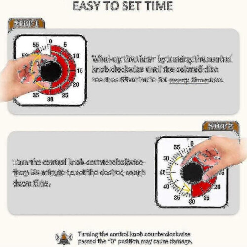 Visual Countdown Timer, Oversize Classroom Visual Timer for Kids And Adults, Durable Mechanical Kitchen Timer Clock 2