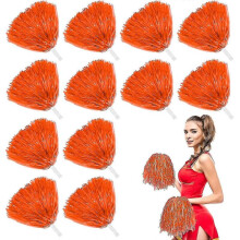 12pcs Cheerleading Pom Poms with Cozy Handle, Adorable Cheer Plastic Poms Pompoms Cheerleader Pom Poms for Kids Adults Cheering Squard Team Spi