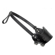 (Black M)Adjustable Anti-bite Mask Leather Dog Mouth Muzzle Safe Portable Black M
