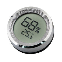 1 Piece Electronic Digital Display Thermohygrometer Metal Circular Thermometer Hygrometer for Humidor