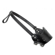 (Black L)Adjustable Anti-bite Mask Leather Dog Mouth Muzzle Safe Portable Black M