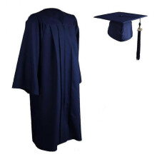 (M,Navy Blue)2022 Adult Zip Closure University Academic Graduation Gown Robe Mortarboard Cap