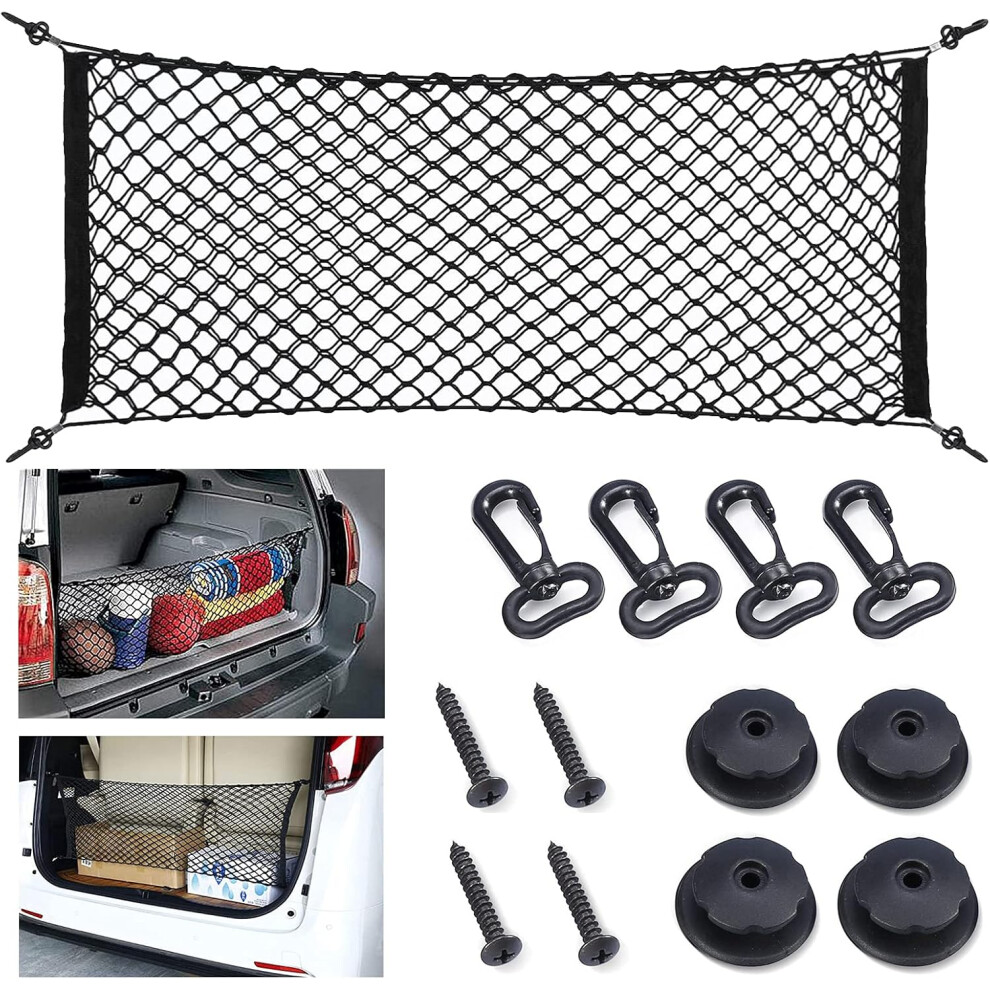 Heavy Duty Cargo Net, Elastic Trunk Organizer For Car, Vehicle, SUV, Stretchable Nylon Storage Net Mesh, Convenient And Practical For Daily Use (90.2
