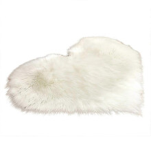 (White)30x40cm Love Heart Shape Plush Rug Anti-slip Carpet Door Mat Home Bedside Decor