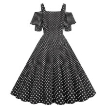 (2XL,JY15512)Lady Retro Polka Dot Swing Dress 50s 60s Rockabilly Cocktail Evening Party Dress