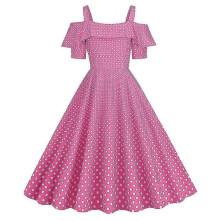 (L,JY15509)Lady Retro Polka Dot Swing Dress 50s 60s Rockabilly Cocktail Evening Party Dress