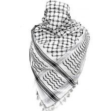 (White Black)Palestine Scarf, Keffiyeh, Arafat Hatta, Wide With Tassels, Shemagh Keffiyeh Arab Houndstooth100%!ZZ19