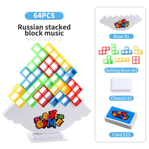 (64pc) Overlapping Tabletop Colorful Plastic Building Blocks Children Toy Puzzle