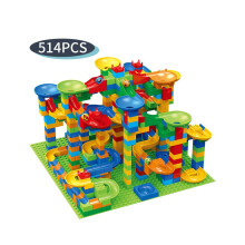 (514pcs) 84-514-teiliges Baustein-Set aus Kunststoff, inklusive Trichterrutsche, zum Zusammenbauen, DIY-Bausteine,