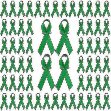 (green)200pcs Ribbon With Safety Pins, Cancer Awareness Pins Ribbon Brooch For Party Event Supplies Clothing Decoration New Arrival