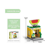 (Style16) Commercial Street Convenience Store Fruit Shop Milk Tea Building Shop Blocks