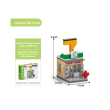 (Style11) Commercial Street Convenience Store Fruit Shop Milk Tea Building Shop Blocks