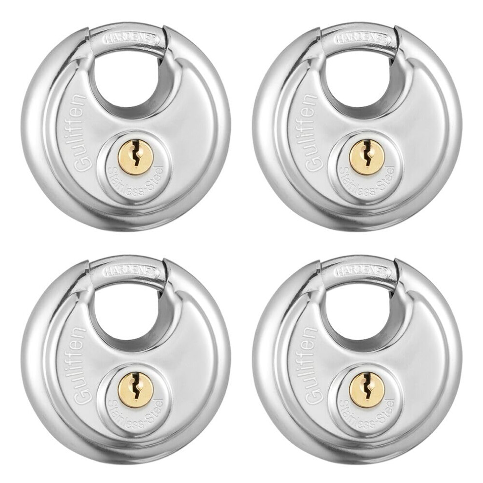 Keyed Alike Discus Padlocks,Stainless Steel Disc Padlock With Key For Storage Unit, Sheds, Garages And Trailer,4 Pack Locks With Keys 9412369407733
