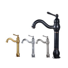 Kitchen Basin Faucet Antique Brass Black Chrome Deck Mounted Tap Hot and Cold Mixer Water Kitchen Sink Tall Faucets, Brushed Nickel